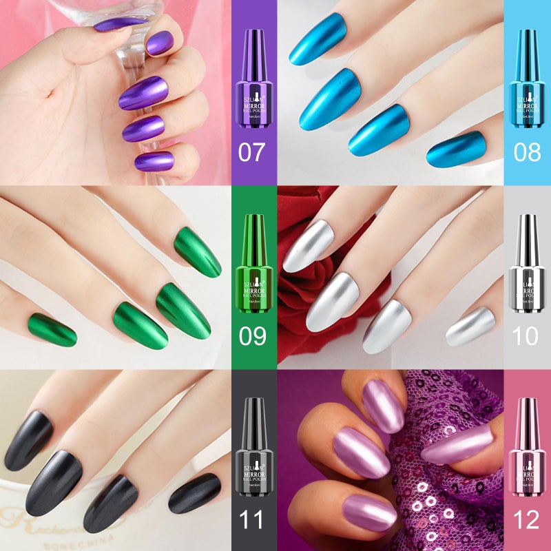 Ownest 12 Colors Mirror Nail Polish Set, Mirror Effect Long Lasting Gorgeous Glossy Manicure Nail Art Decoration, Brilliant Manicure Effect Nail Lacquers Kit-12pcs - Image 4